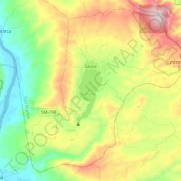 Sauce topographic map, elevation, terrain