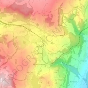 La Freissinouse topographic map, elevation, terrain