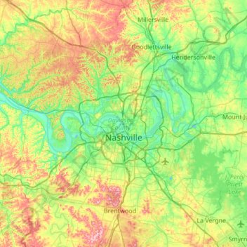 Nashville-Davidson topographic map, elevation, terrain