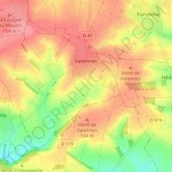 Varennes topographic map, elevation, terrain