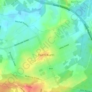 Kurri Kurri topographic map, elevation, terrain