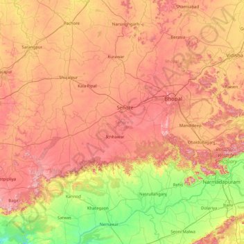 Sehore topographic map, elevation, terrain