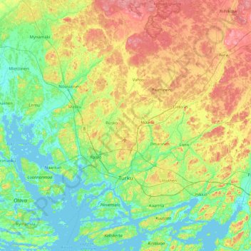 Turku topographic map, elevation, terrain