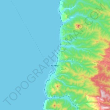 Cholmsk topographic map, elevation, terrain