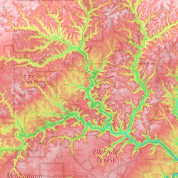 Cameron County topographic map, elevation, terrain