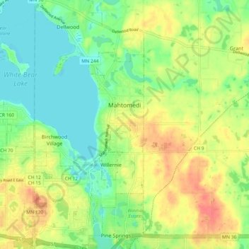 Mahtomedi topographic map, elevation, terrain