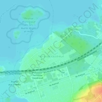 Terrasse-Vaudreuil topographic map, elevation, terrain