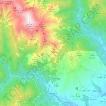 Coggiola topographic map, elevation, terrain