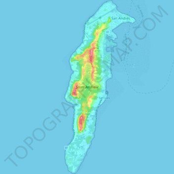Isla de San Andrés (Colombia) topographic map, elevation, terrain