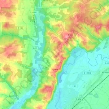 Lagorce topographic map, elevation, terrain