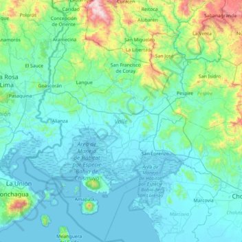 Valle topographic map, elevation, terrain