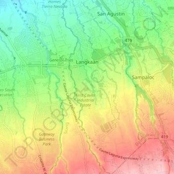 Langkaan topographic map, elevation, terrain