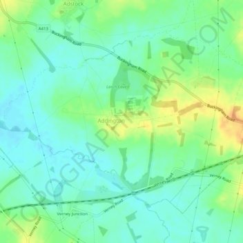 Addington topographic map, elevation, terrain