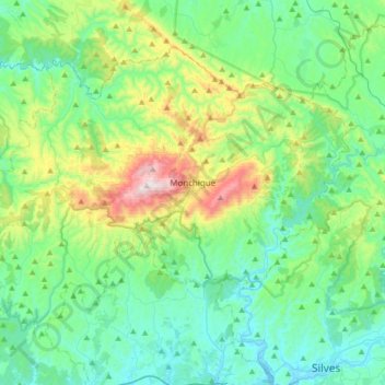 Monchique topographic map, elevation, terrain