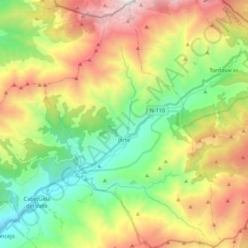 Jerte topographic map, elevation, terrain
