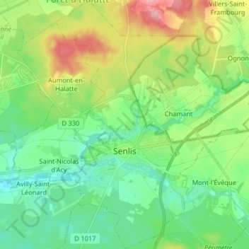 Senlis topographic map, elevation, terrain