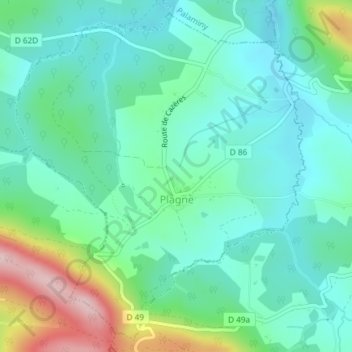 Plagne topographic map, elevation, terrain