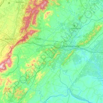 Albemarle County topographic map, elevation, terrain