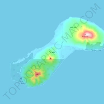 Emae Island topographic map, elevation, terrain