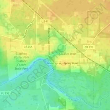 White Springs topographic map, elevation, terrain