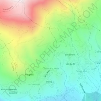 Chiesanuova topographic map, elevation, terrain