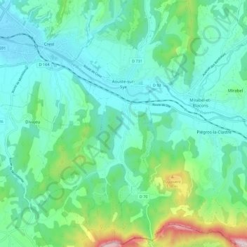 Aouste-sur-Sye topographic map, elevation, terrain