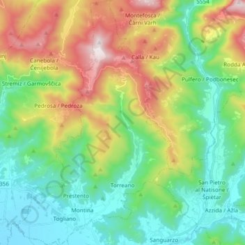 Torreano topographic map, elevation, terrain