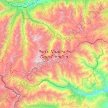 Gran Paradiso National Park topographic map, elevation, terrain