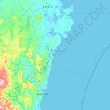Toboso topographic map, elevation, terrain
