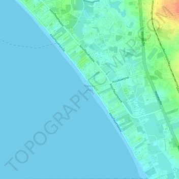 Jomtien Beach topographic map, elevation, terrain