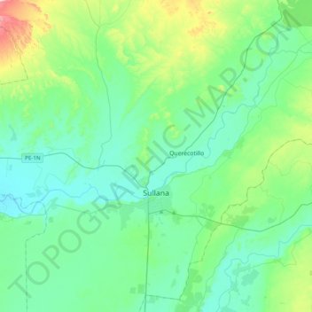 Sullana topographic map, elevation, terrain