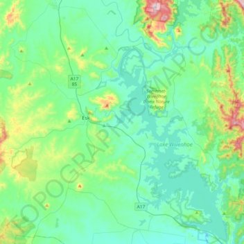 Lake Wivenhoe topographic map, elevation, terrain