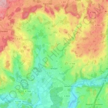 Amtzell topographic map, elevation, terrain