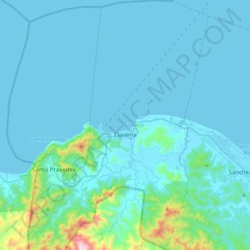 Claveria topographic map, elevation, terrain
