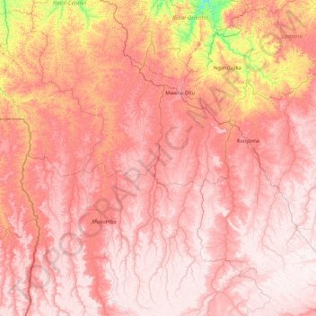 Mbuji-Mayi topographic map, elevation, terrain