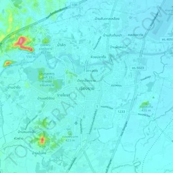 Chiang Rai City Municipality topographic map, elevation, terrain