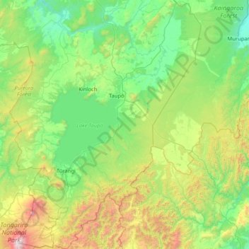 Taupō District topographic map, elevation, terrain
