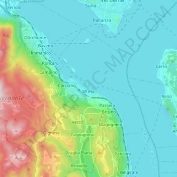 Stresa topographic map, elevation, terrain