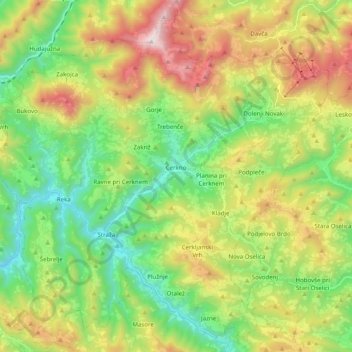 Cerkno topographic map, elevation, terrain
