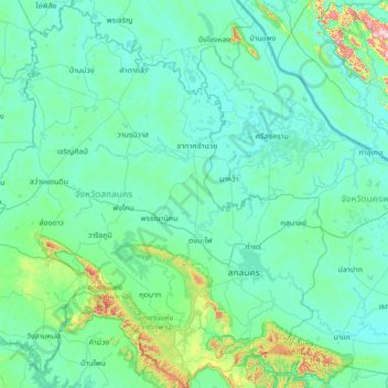 Sakon Nakhon (Provinz) topographic map, elevation, terrain