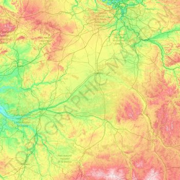 Centre-Val de Loire topographic map, elevation, terrain