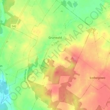 Grunwald topographic map, elevation, terrain