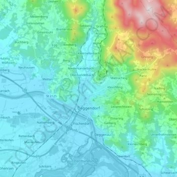Deggendorf topographic map, elevation, terrain