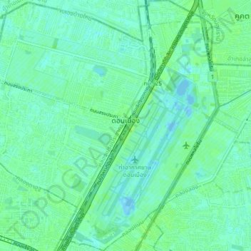 Don Mueang District topographic map, elevation, terrain