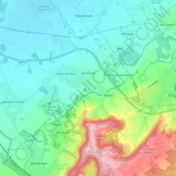 Buckland topographic map, elevation, terrain