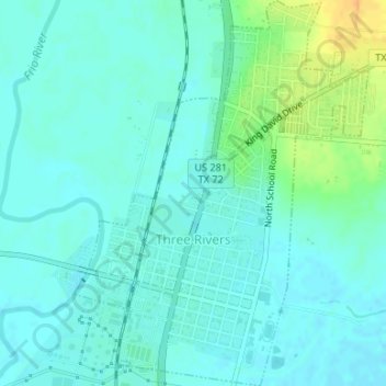 Three Rivers topographic map, elevation, terrain