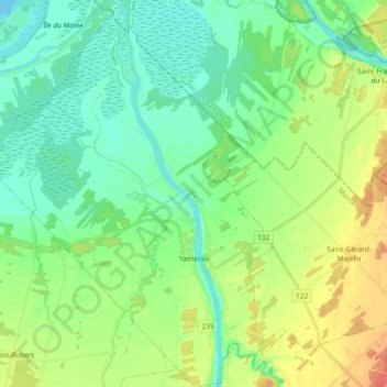 Yamaska topographic map, elevation, terrain