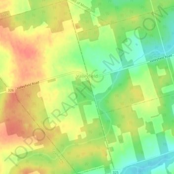 Valleyfield topographic map, elevation, terrain