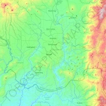 Kitaotao topographic map, elevation, terrain