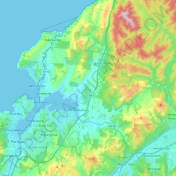Porirua City topographic map, elevation, terrain
